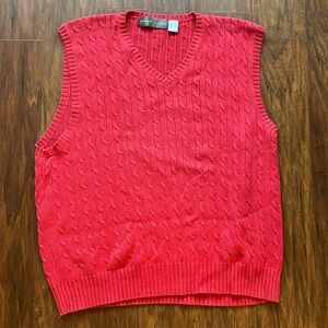 Men’s Red Cable Knit Oscar de la Renta Sweater Vest
